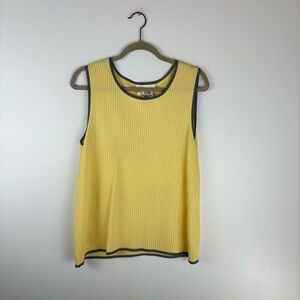 ESCADA Womens 42 Large Sleeveless Knit Tank Top Sweater Wool Yellow Blouse